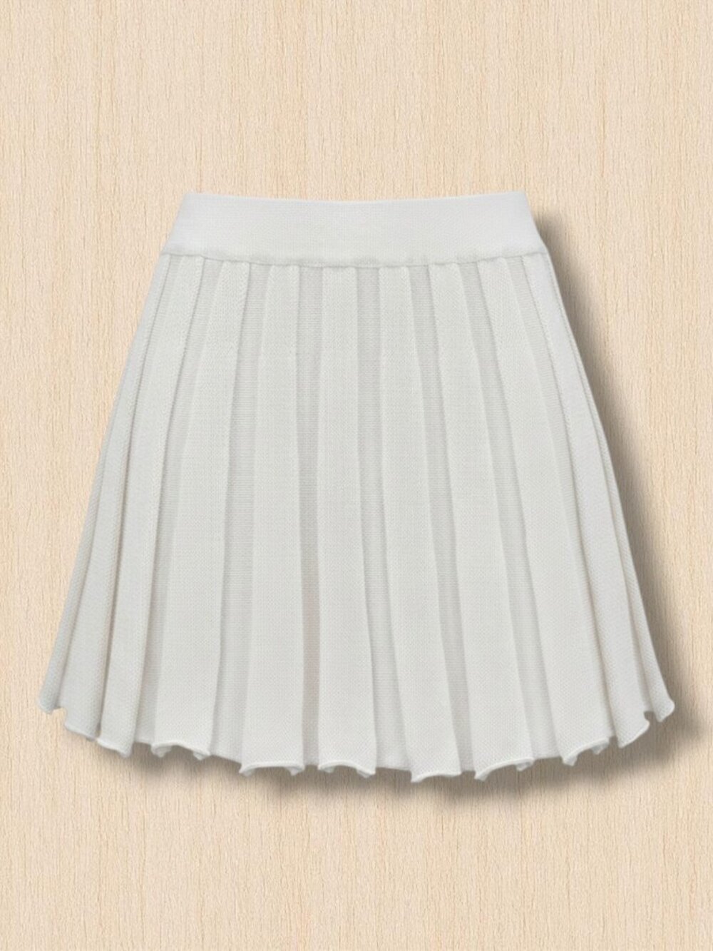 Senserise Wool-Aesthetic Pleated Knit Mini Skirt White Size‎ S